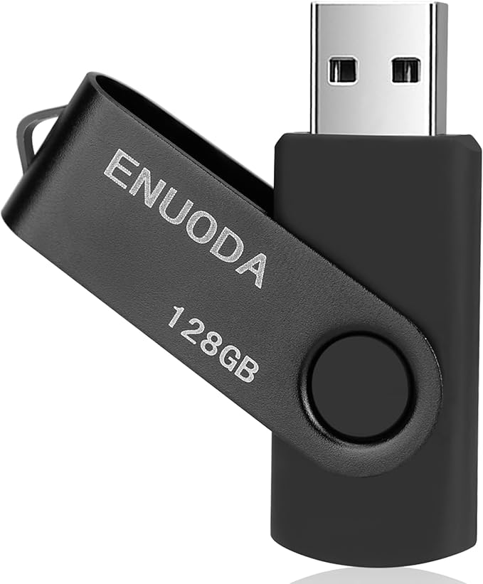 128GB Flash Drive ENUODA 1 Pack Thumb Drive 128GB Swivel Design USB 2.0 Memory Stick Data Storage Jump Drive Pen Drive for Laptop PC Computer (Black)