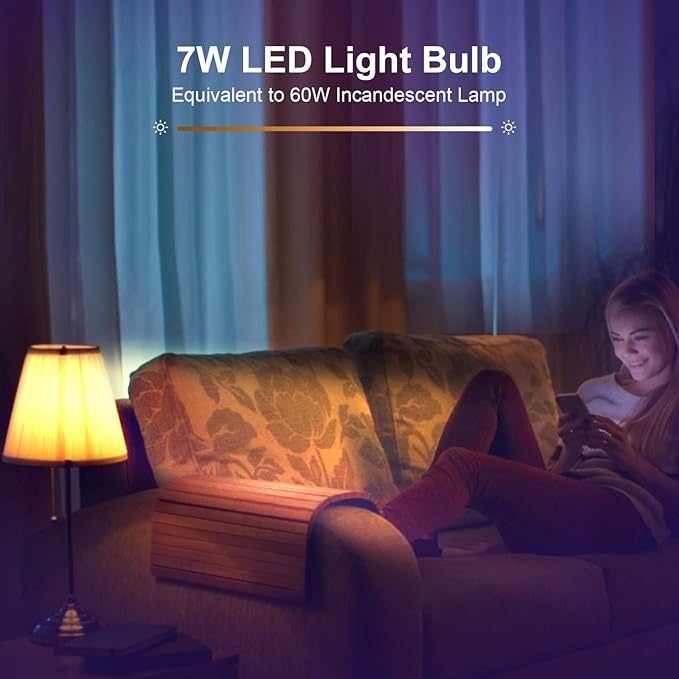 Boxlood Smart Light Bulb Works with Alexa Echo Google Home Siri, RGB Color Changing WiFi Light Bulbs, No Hub Required, Warm White to Cool White, Dimming & Timing, APP & Voice Control,7W A19 E26 6Pack