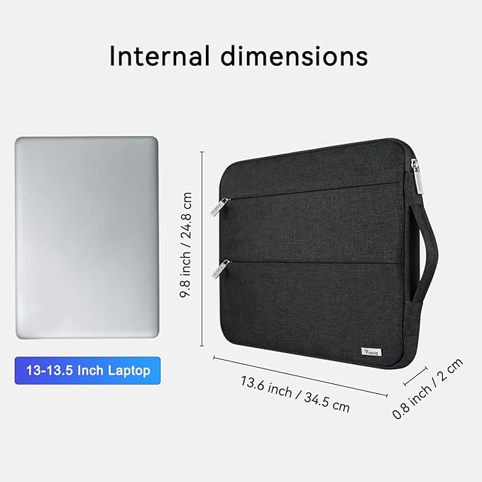 Voova Laptop Sleeve Carrying Case 13 13.6 Inch Compatible with MacBook Air 13 M1/M2/M3/M4, MacBook Pro 13/14, IPad Pro 13, Waterproof Slim Computer Cover Bag, Black