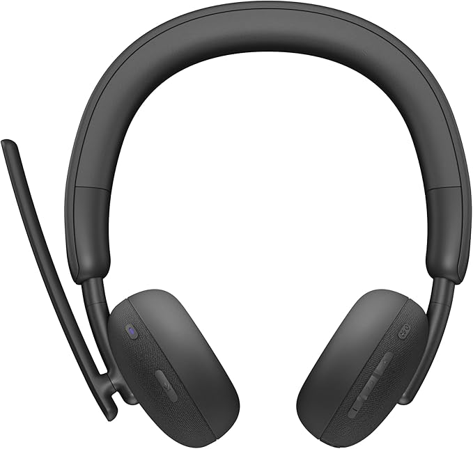 Dell WL3024 Wireless Headset - Leatherette Headband, Built-in AI-Based Noise Cancellation Microphone, Boom mic - Black