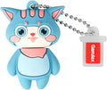 USB Flash Drives,Waterproof Silicone USB2.0 High Speed Thumb Memory Stick Pen Date Storage Pendrive U Disk (64GB,Cyan Cat)