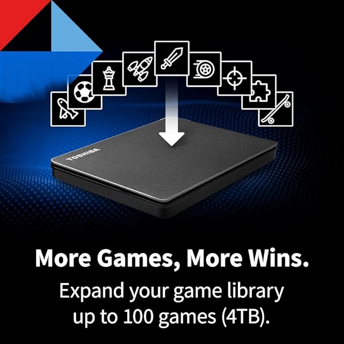 Toshiba Canvio Gaming 1TB Portable External Hard Drive USB 3.0, Black for PlayStation, Xbox, PC, & Mac - HDTX110XK3AA