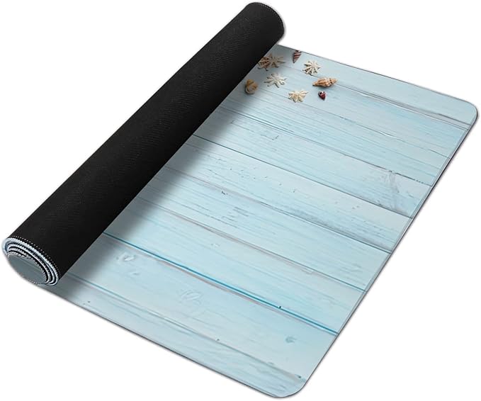 Shells on Blue Wood Large Mouse Pad Extended Gaming Mouse Pad Waterproof Desk Mat with Stitched Edge,Non Slip Base Keyboard Mouse pad for Home Office 35.4" X 15.7"