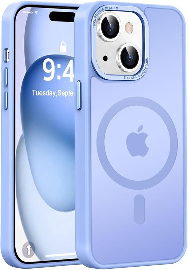 Newfuture Magnetic for iPhone 15 Case [Compatible with Magsafe] [Military Grade Drop Protection] Translucent Matte Anti-Fingerprint Shockproof Phone Case for iPhone 15 6.1 inch, Blue
