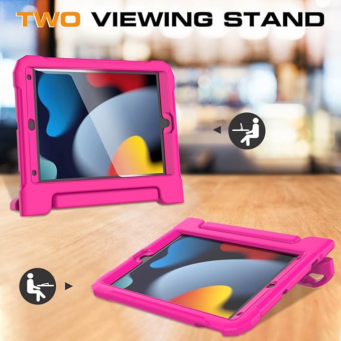 Kids Case for iPad 9th/8th/7th Generation 10.2 Inch 2021/2020/2019, Case for iPad Air 3rd Gen/Pro 10.5 Inch, Durable Shockproof Cover with Screen Protector for iPad 10.2 & 10.5, Pink