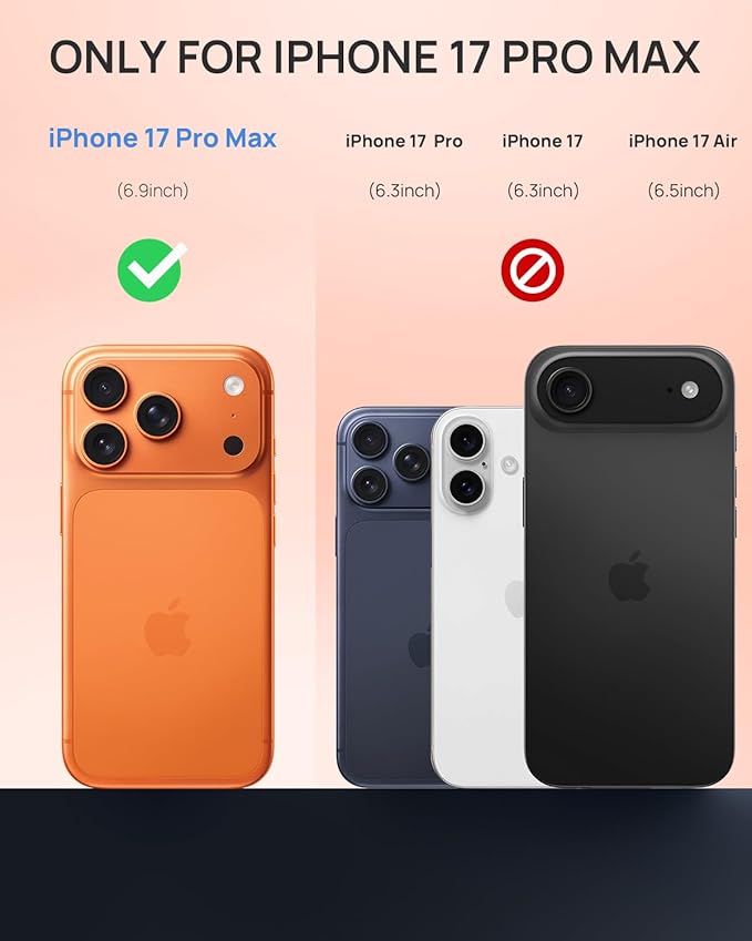 Lanhiem Magnetic for iPhone 17 Pro Max Case, IP68 Waterproof, Dustproof, Compatible with Magsafe, Built-in Screen Protector, Full Body, Heavy Duty, Rugged Phone Cover, 6.9 inch, Cosmic Orange