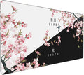 XXL Large Gaming Mouse Pad, Pink Sakura Death Life Extended Desk Pad Non-Slip Rubber Base 35.4x15.7in with Stitched Edges Waterproof Full Desk Pads Computer Gaming Mousepads for Work/Game/Office