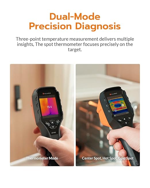 GT14S Thermal Imaging Camera with Thermometer Mode, Ultra-Light 240g, -4°F~1022°F Range, 14H Runtime, Live Tracking with Edge-Enhanced Display, Infrared Camera for HVAC/Electrical Inspection