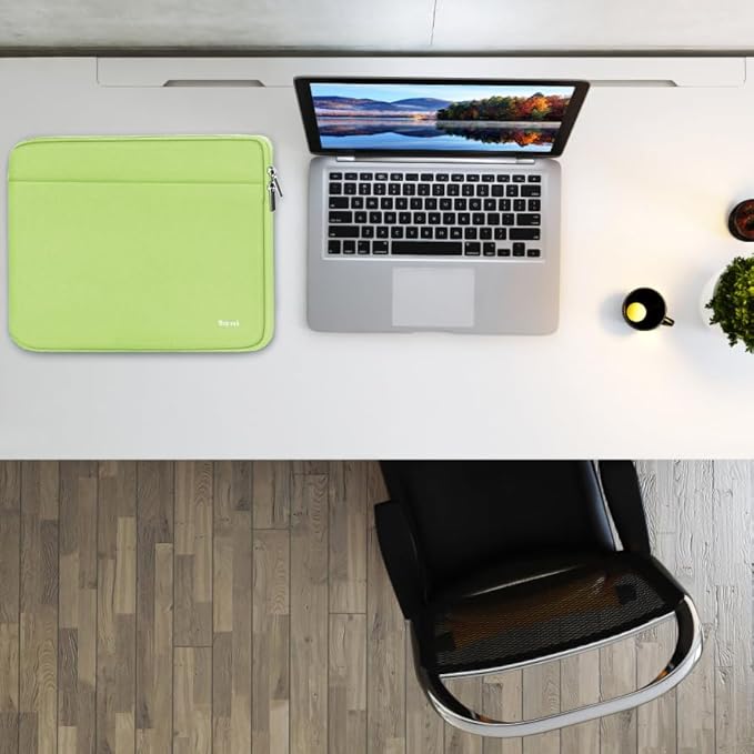 Laptop Case 14 inch, Shockproof Protective Notebook Cover Bag with Accessory Pocket, Durable Carrying Laptop Sleeve Compatible for MacBook HP Lenovo Dell Asus Acer, Light Green