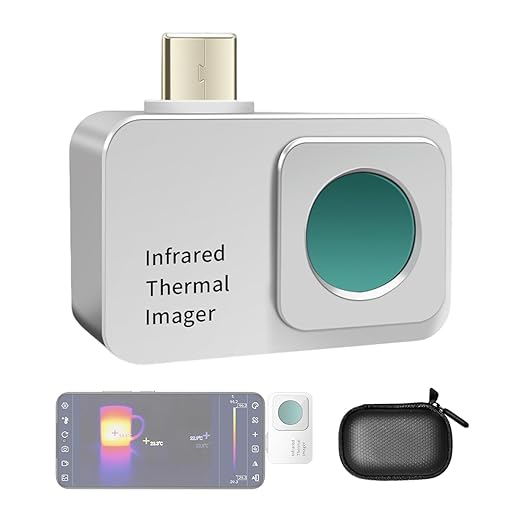 Thermal Camera for Android, 256 x 192 IR Resolution Thermal Imager 25Hz Rate -15℃ to 600℃ Temp Range Optimized Temperature Accuracy, Works for Smartphones and Tablets (not for iOS)