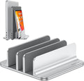OMOTON Vertical Laptop Stand [Updated 3-Slots Version], Desktop Aluminum Mac Book Stand with Adjustable Dock Size, Fits All Mac Book, Chrome Book and Gaming Laptops (Up to 17.3 inch), Bright Silver