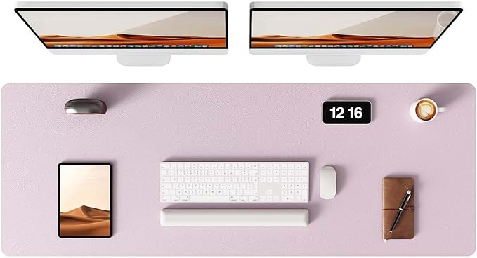 YSAGi Leather Desk Pad Protector, Office Desk Mat, Large Mouse Pad, Non-Slip PU Leather Desk Blotter, Laptop Desk Pad, Waterproof Desk Writing Pad for Office and Home(Grayish Lavender, 47" x 17")