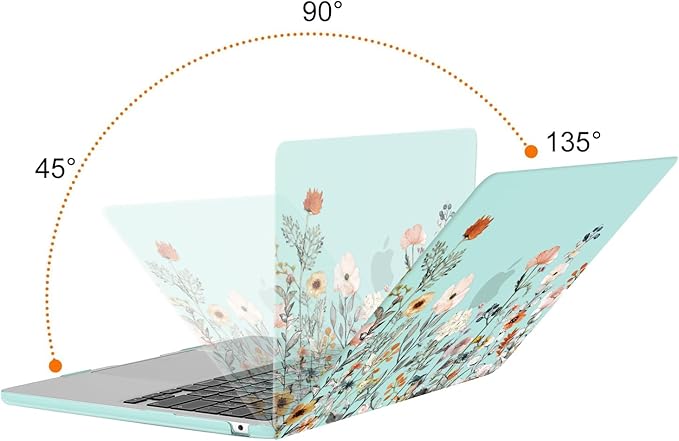 MOSISO Compatible with MacBook Air 13 inch Case M5 2026 M4 2025 M3 M2 2024-2022 A3449 A3240 A3113 A2681, Plastic Garden Flowers Hard Shell&Keyboard Cover&Screen Film for MacBook Air 13.6, Green
