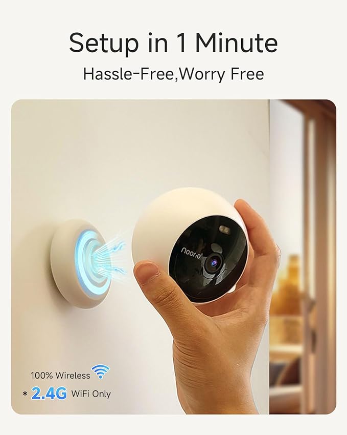 Noorio Security Cameras Wireless Outdoor, Battery Powered Magnetic Camera for Home Security, Support Solar Panel, Built-in 32GB, Human/Pet Detection, Storage, Color Night Vision