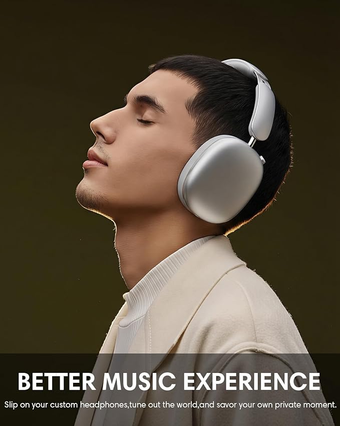 Wentronic Y02 Active Noise Cancelling Headphones, Wireless Over-Ear Bluetooth 5.4 Headphones, Multiple Modes, 60H Playtime, Hi-Res Audio, Big Bass, Foldable Lightweight for Travel Home Office, Silver