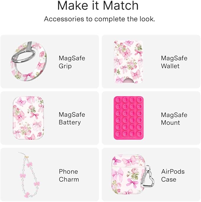 VELVET CAVIAR Case for iPhone 17 Pro Max | Compatible with MagSafe | 10ft Drop Tested | Protective Designer Cases | Posie Pink Bow 2.0
