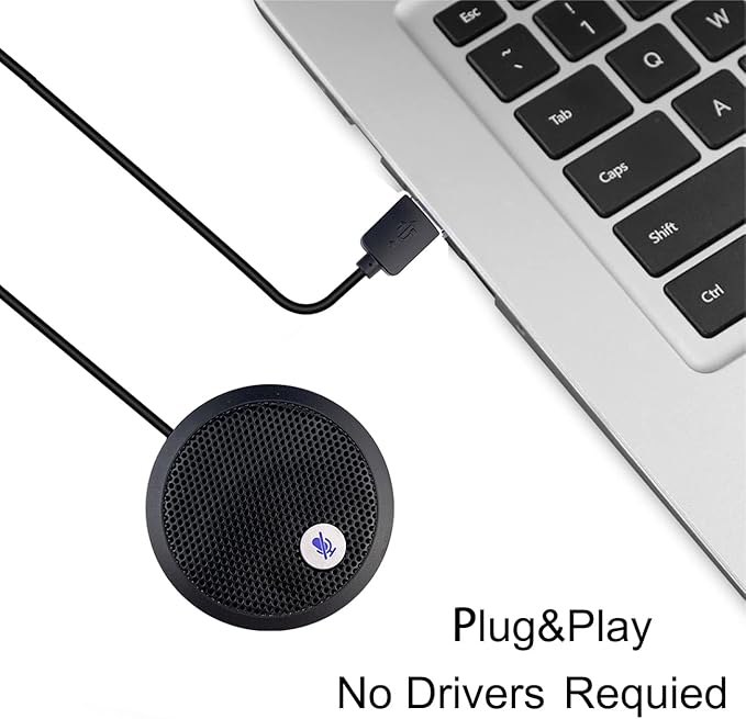 USB Computer Microphone, Conference USB Microphone, Mute Button with LED Indicator, Omnidirectional Condenser PC Mic for Video Conference, Plug&Play for PC, Laptop, Mac(No Speaker)