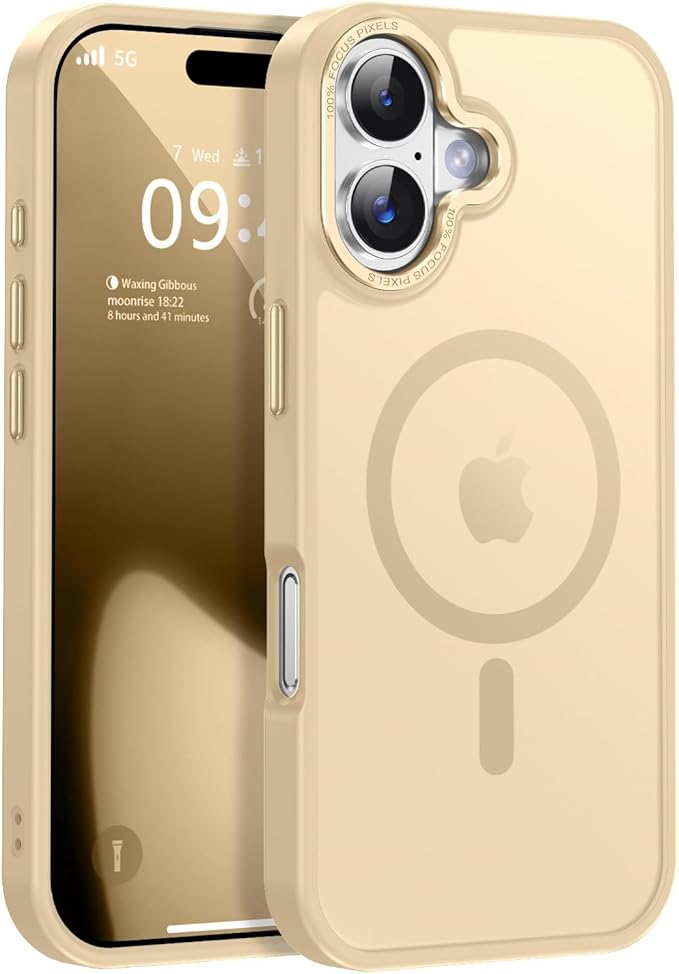 Newfuture Magnetic for iPhone 17 Case [Compatible with Magsafe] [Military Grade Drop Protection] Translucent Matte Anti-Scratch Shockproof Protective Phone Cover 6.3 Inch, Creamy Yellow
