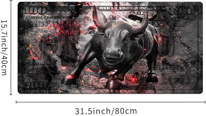 Gaming Mouse Pad Black Gray Money Bull Motivational Sign Inspirational Quote Mouse Pad Motivational Quotes Mousepads Mouse Pads Large for Home Office Decor Desk Accessories 15.7"x31.5"
