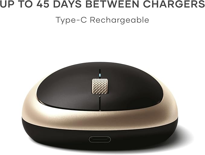 Satechi M1 Wireless Bluetooth Mouse, USB-C Rechargeable, Compact & Portable, for MacBook Air/Pro/Neo, iPad Air/Pro, iPad mini, Mac mini, iMac & Windows - Gold