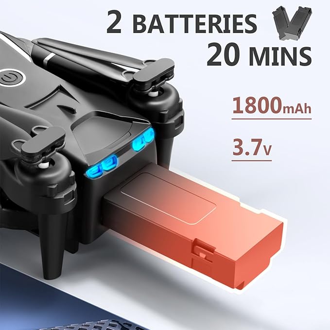 FLYVISTA Cool Mini Drone with Camera for Kids Adults Beginners, 1080P FPV Camera Remote Control Drone for Kids with 2 Batteries, One-Click Take Off/Landing, Altitude Hold, Headless Mode, 360° Flips, 3-Gear Speeds , Emergency Stop, Toys Gifts for Adults...
