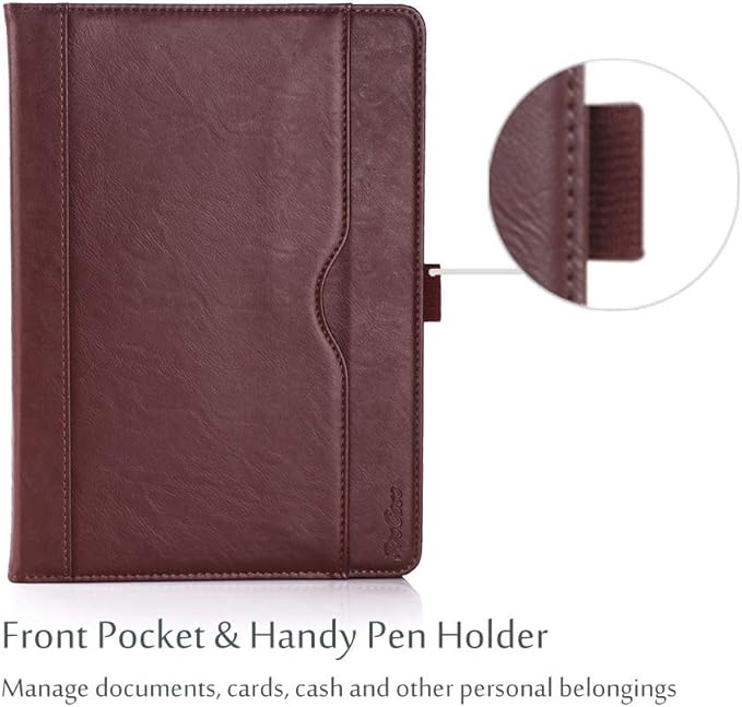 ProCase for iPad 9.7 Inch iPad 6th/5th Generation Case 2018 2017/iPad Air 2/Air 1 Case, Premium PU Leather Folio Corner Protection Multi-Angle Viewing Stand Cover with Front Pocket Pen Loop -Brown