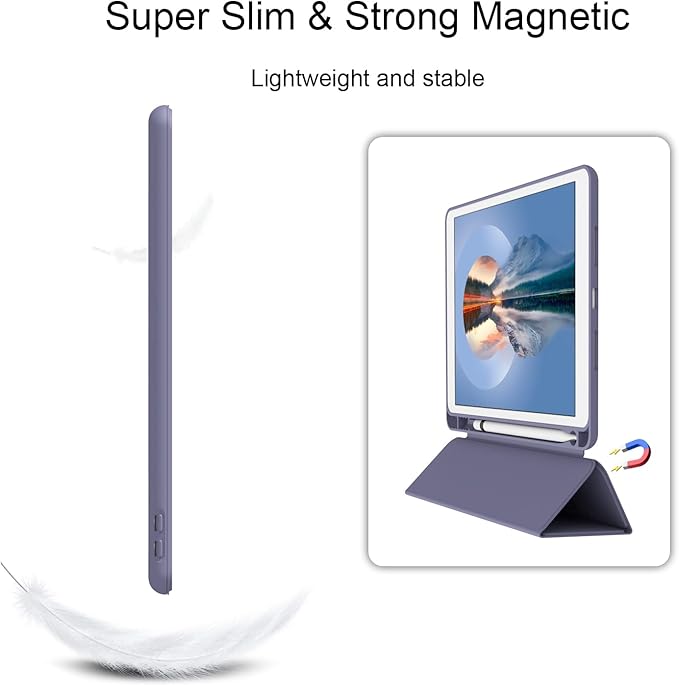 Case for iPad Air 3 / Pro 10.5 Inch, Lightweight Slim Soft TPU Trifold Stand Smart Cover, Auto Sleep/Wake Case with Pencil Holder for iPad Air 3rd Generation/Pro 10.5 - Lavender Gray