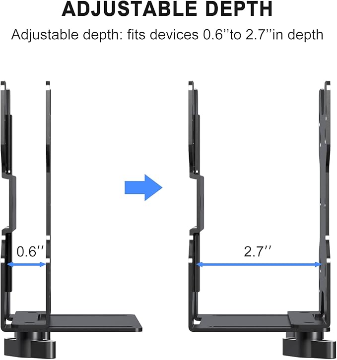 suptek Thin Client Mount Bracket Adjustable Mini PC Mount Bracket,CPU VESA Under Desk and Monitor Arm Computer Holder, Black, ZJJ002