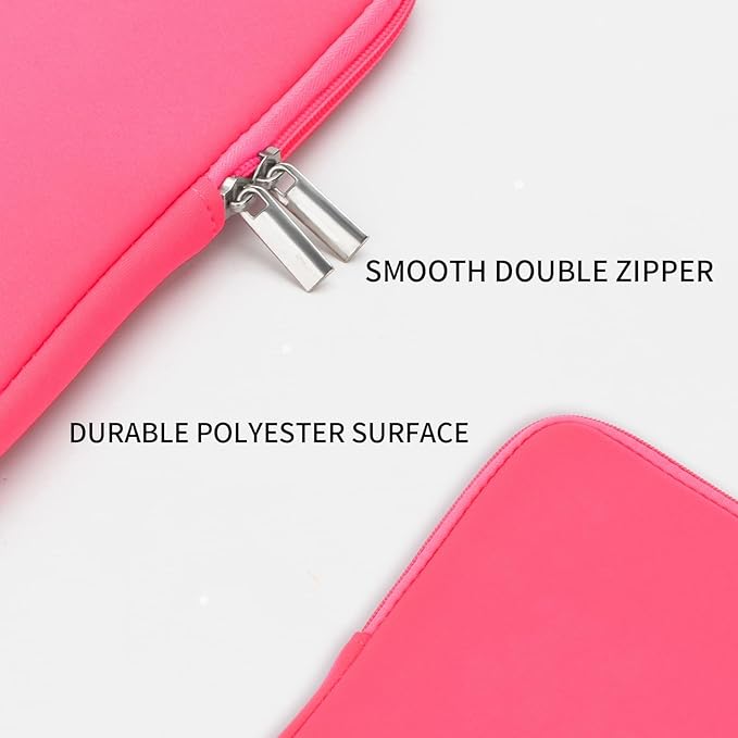 RAINYEAR Laptop Sleeve Case Compatible with 13.3 Inch Notebook Computer Tablet Chromebook 14" MacBook Pro/Max M1 M2 M3 M4 M5 Soft Cover Protective Case Carrying Bag (Bright Pink, Upgraded Version)