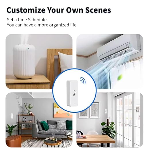 WiFi Temperature Humidity Sensor,Tuya Wireless Temperature Humidity Monitor with App Alert, High Precision Indoor Thermometer with Smart Life App, No Hub Required, Compatible with Alexa (2)