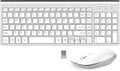 FENIFOX Keyboard and Mouse Wireless, USB 2.4GHz Combo Silent Quiet Low Profile Compact Full Size Flat Slim Thin Portable with Number Pad Soft Cover for PC Laptop Computer Office - White & Silver