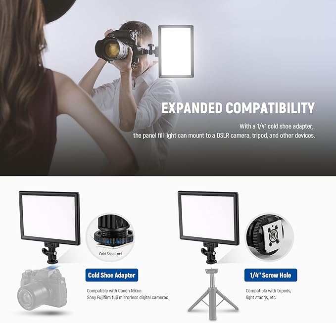 Neewer 9" LED Video Light Panel, Dimmable DSLR Camera Soft Lighting, 4000mAh Rechargeable Battery, USB Type C Ports, 3200K~5600K CRI95+ 600Lux for Photography Video Recording Live Streaming, NL-116AI