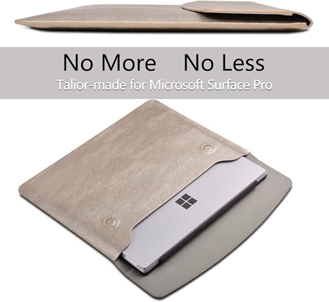 Surface Pro 11th/10/9/8/7/6/5/4/Pro X Sleeve case, for Microsoft 12-12.3-13 Inch Tablet Waterproof Ultrathin Carrying Cover with Small Bag (Pale Gold)