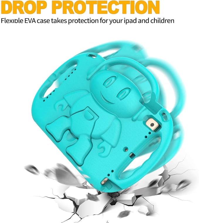 Kids Case for iPad 11th Generation (A16) 11" 2025 & 10th Gen 10.9" 2022 & iPad Air 11" 2025/2024 & Air 5th/4th Gen & Pro 11, Durable Protective Cover with Shoulder Strap Handle Stand, Cyan