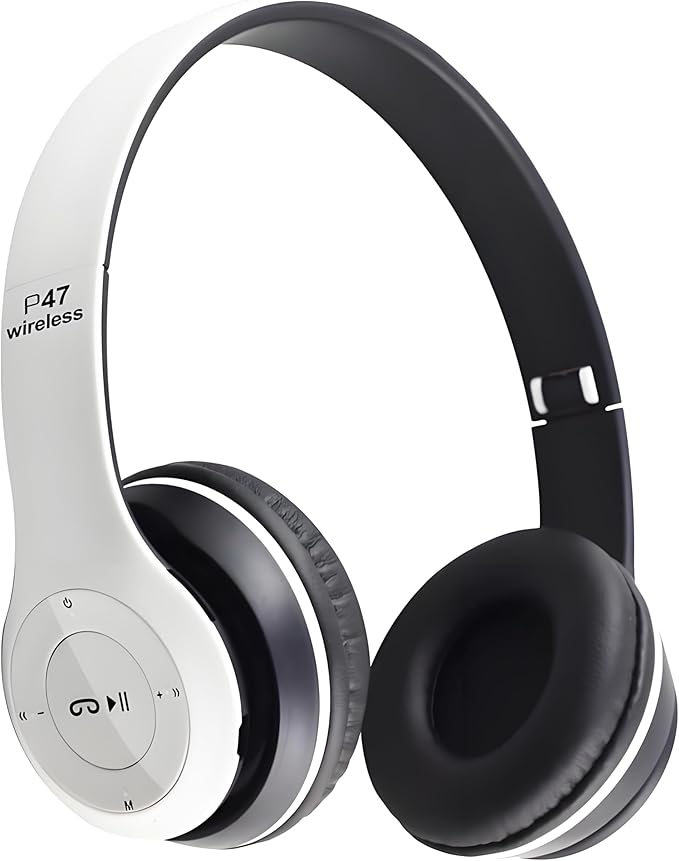 Wireless Bluetooth Over-Ear Headphones, Hybrid Noise Cancelling, HiFi Stereo, Foldable, Lightweight, Deep Bass, Black