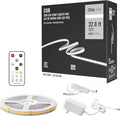 32.8ft COB Led Strip Light with Remote, 6500K Ra93+ Dimmable Bright Daylight White Led COB Strip Light, White Continuous Led Strip Light for Mirror, Stair, Cabinet, Room