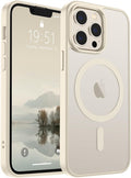 SUPFINE Magnetic for iPhone 13 Pro Max Case (Compatible with MagSafe) (Military Grade Drop Protection) Translucent Matte with Anti-Fingerprint Phone Case,Antique White