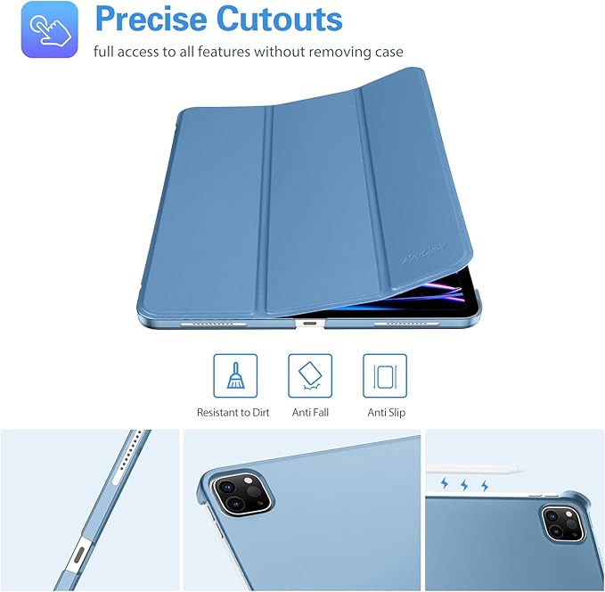 ProCase for iPad Pro 11 Inch Case 2022/2021/2020/2018(4th/3rd/2nd/1st Generation), iPad Pro 11" Slim Stand Hard Back Cover Shell Smart Folio Compatible with Pencil/Support Auto Wake/Sleep -Blue