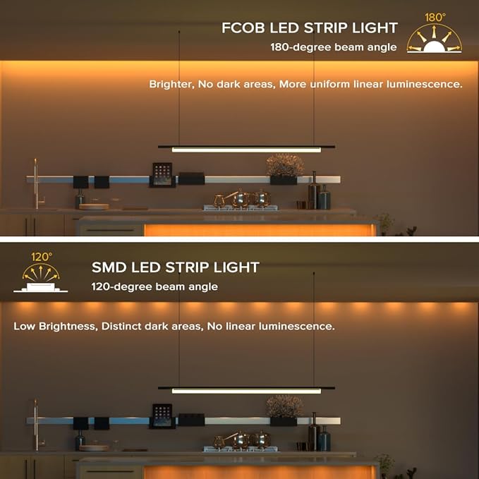 BTF-LIGHTING FCOB COB LED Strip Orange Color 5mm Width UL Listed Super Narrow Flexible Uniform Light DC24V 16.4FT CRI 90+ Dimmable LED Ribbon for Bedroom Home Indoor Decor(No Adapter or Controller)