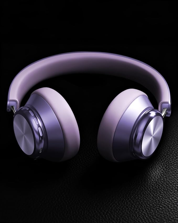 Wentronic Y03 Bluetooth Headphones Wireless Active Noise Cancelling Over Ear Headphones 48 Hours Playtime High Sound Quality 6 EQ Music Mode Headphones with Soft Ear Cushion - Purple