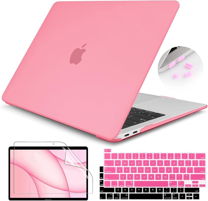 Teryeefi Case for MacBook Pro 13 inch 2022 2021 2020 M1 M2 A2338 A2289 A2251 A2159 A1989 A1706 with Touch Bar & Touch ID, Plastic Crystal Hard Shell & Keyboard Skin for 2016-2019 Mac Pro 13, Pink