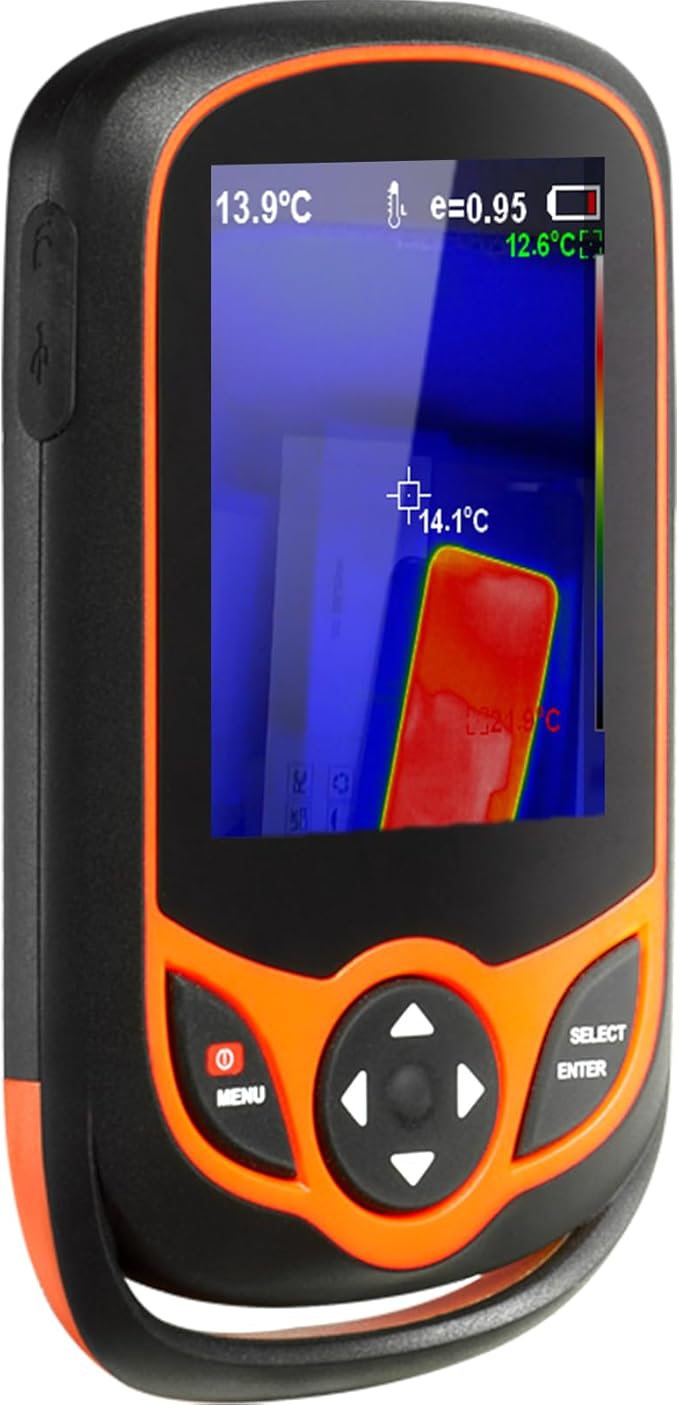 VEVOR Thermal Imaging Camera, 256 x 192 IR Resolution Pocket Infrared Thermal Imager with WiFi, 25Hz Refresh Rate Thermal Camera Pocket with 3.2" Touch Screen, 0.3MP Visual Camera, -4℉-1022℉, IP54