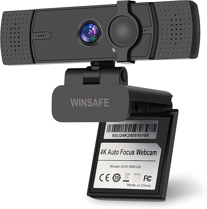 4K Webcam for PC, UHD Video Calling, PDAF AutoFocus, Dual Noise-Canceling Microphones, 70° FOV, 1080P@60FPS, Privacy Cover, USB Plug&Play, Works with Teams, Zoom, OBS, Skype