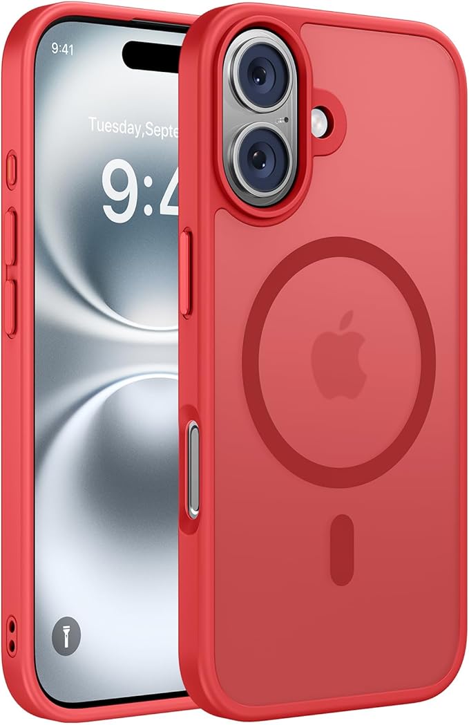 Miracase Magnetic Series for iPhone 16 Case [Compatible with MagSafe] Military-Grade Protection, Anti-Fingerprint, Slim Phone Case for iPhone 16 6.1 inch - Red
