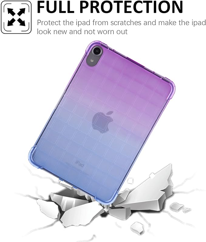 for iPad (A16) 11th Generation 11" 2025 & iPad 10th Generation Case 10.9 inch 2022, Lightweight Thin Translucent Soft TPU Back Shockproof Matte Clear Silicone Gradient Shell, Purple & Blue