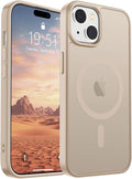 SUPFINE Magnetic for iPhone 15 Case(Compatible with MagSafe)(Military Grade Drop Protection) Slim Translucent Matte Shockproof with Anti-Fingerprint Phone Case,Desert Gold