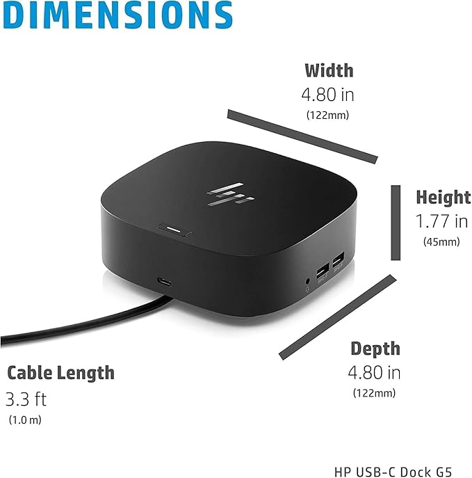 HP USB-C Essential Dock G5 Multiport Docking Station with USB-C, HDMI, Ethernet, DisplayPort, Includes Dockztorm USB Port Expander 2-Pack