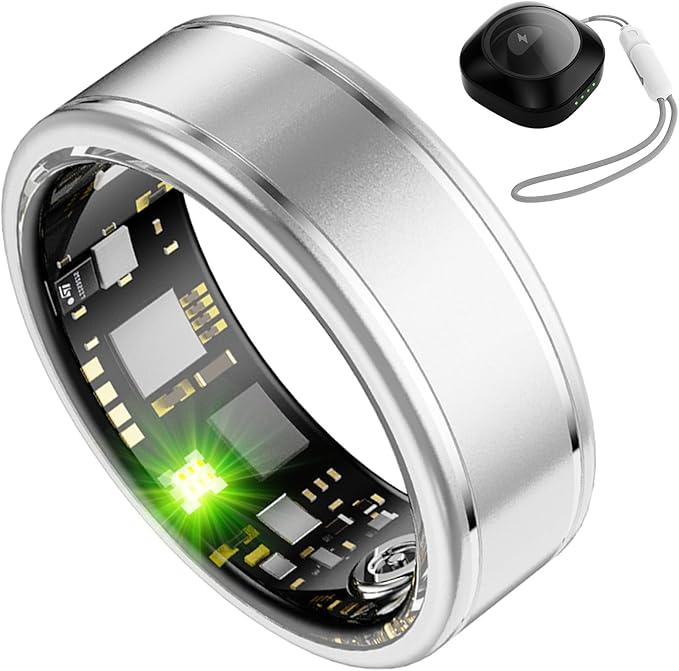 Smart Ring for Women – Fitness Tracker Ring with Heart Rate, SpO2, Blood Pressure, Sleep Monitoring, Step & Calorie Counter, No Subscription Fee, iOS & Android Compatible (Silver, 9)