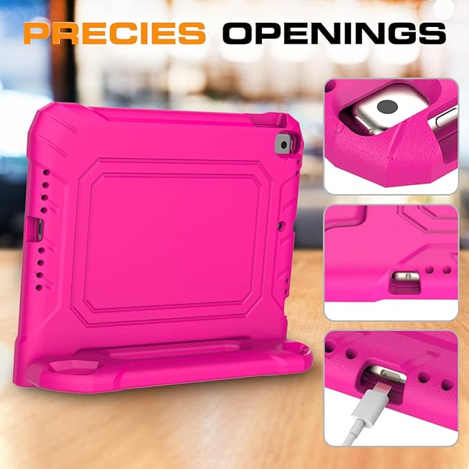 Kids Case for iPad 9th/8th/7th Generation 10.2 Inch 2021/2020/2019, Case for iPad Air 3rd Gen/Pro 10.5 Inch, Durable Shockproof Cover with Screen Protector for iPad 10.2 & 10.5, Pink