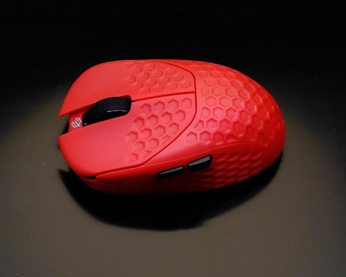GWolves HTR Lightweight Wireless Fingertip Grip Gaming Mouse,~28Gram,8K-Report,Low Latency,PAW3395 26,000CPI,Nrf52840 CPU,6 Programmable Btns,On-Board Memory,PC/Mac and Laptop (No-Honeycomb, Red)